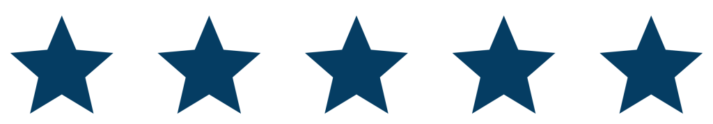Five filled stars representing a five-star rating